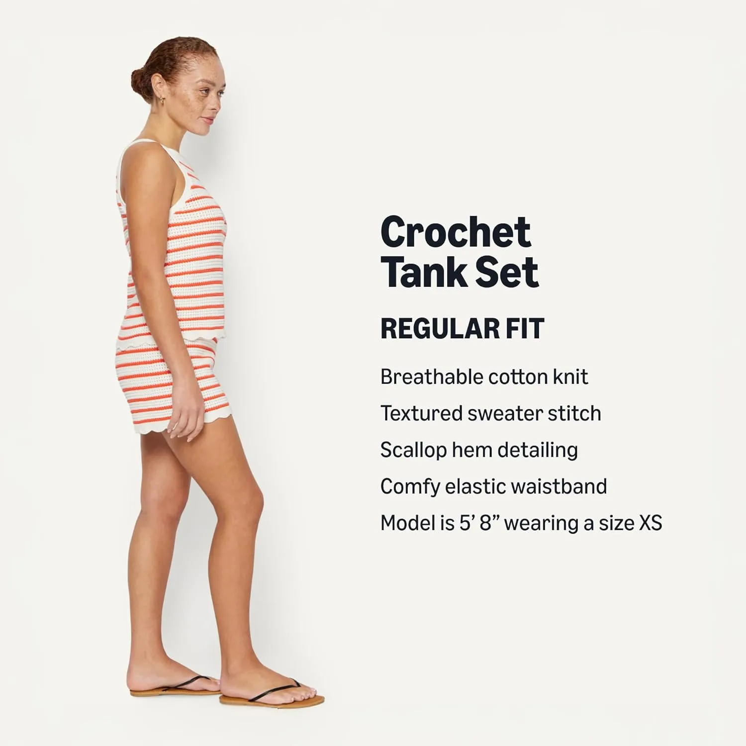 Amazon Essentials Sofia Grainge crochet tank set regular fit details