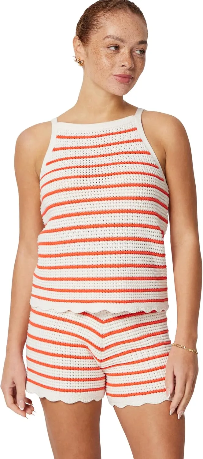 Amazon Essentials Sofia Grainge women's crochet tank set with orange stripes