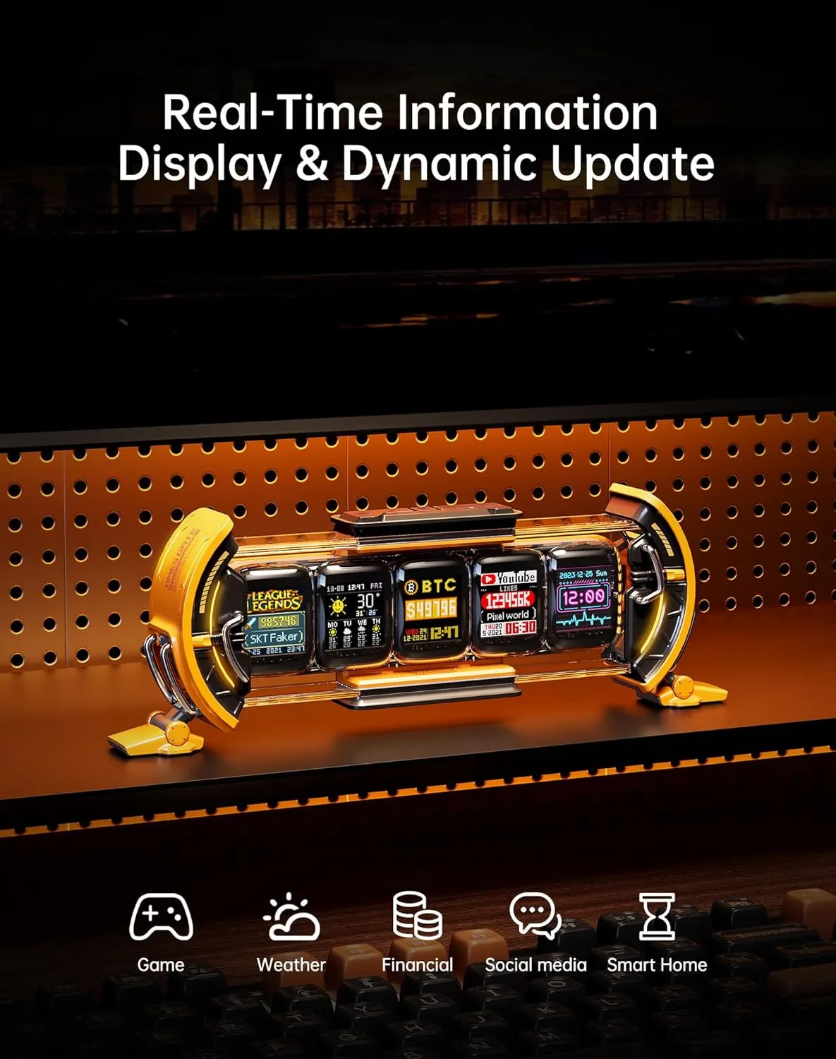Divoom Times Gate real-time information widgets for weather finance social media smart home and games