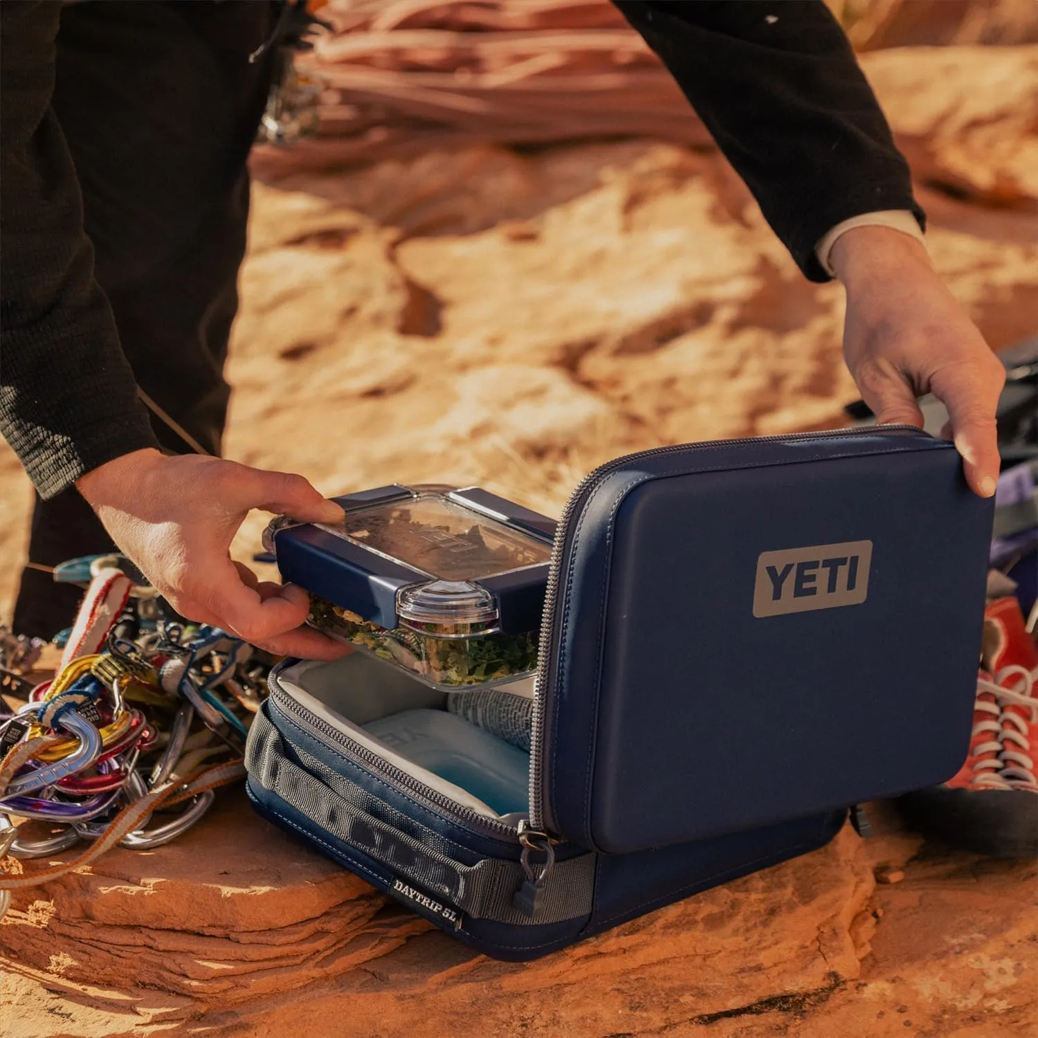 YETI Daytrip lunch box being packed outdoors