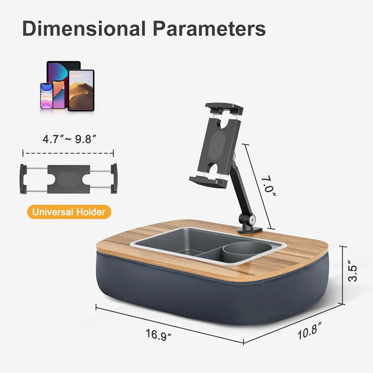 ERGONOV Tablet Pillow Stand dimensional parameters and holder measurements