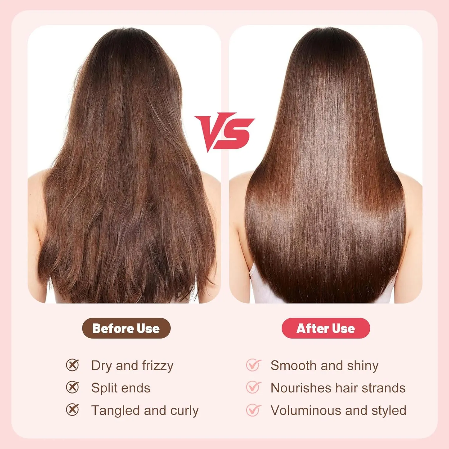 Mini hair straightener brush arc design and Type-C charging feature details